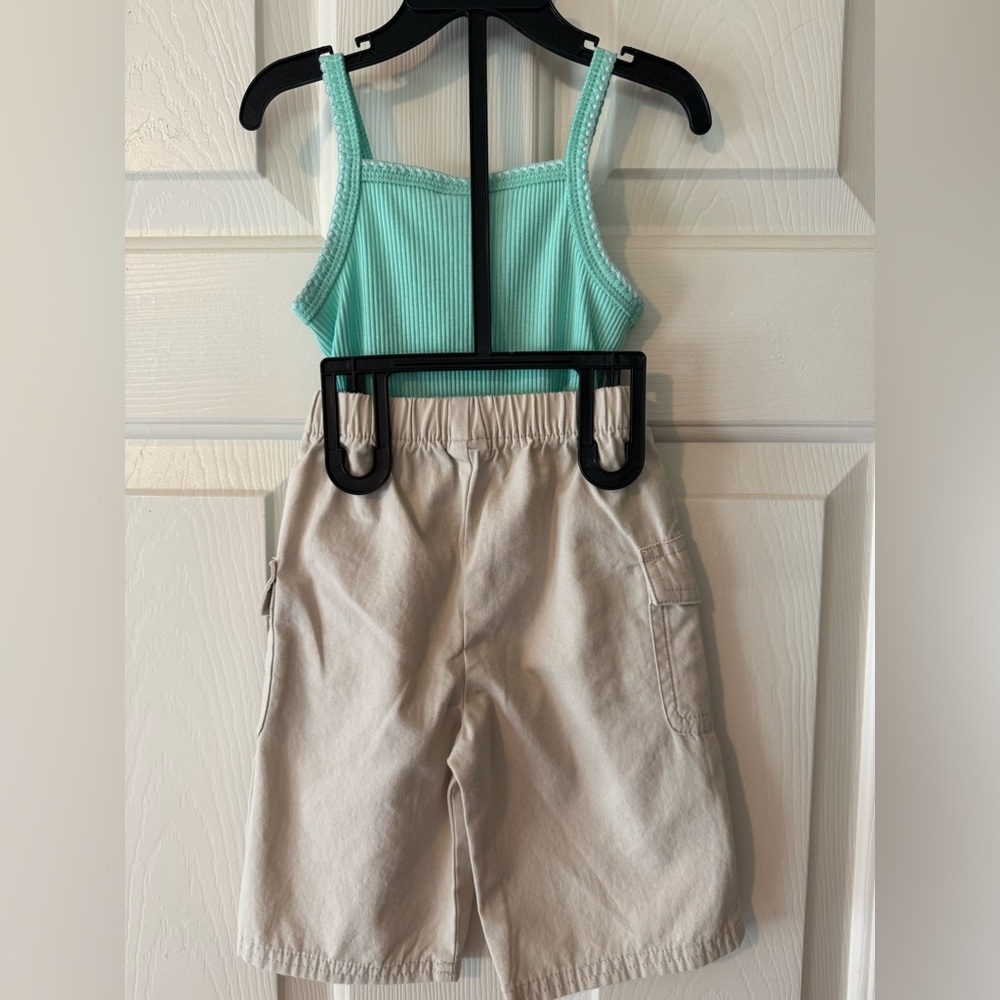 NWT-Old Navy Mint Green Ribbed Tank and Khaki Pants; Matching Set ~3-6 Months - Picture 3 of 7